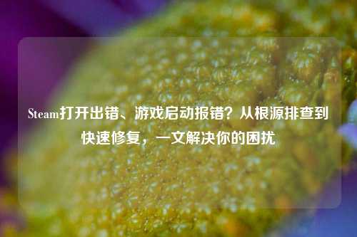 Steam打开出错、游戏启动报错？从根源排查到快速修复，一文解决你的困扰