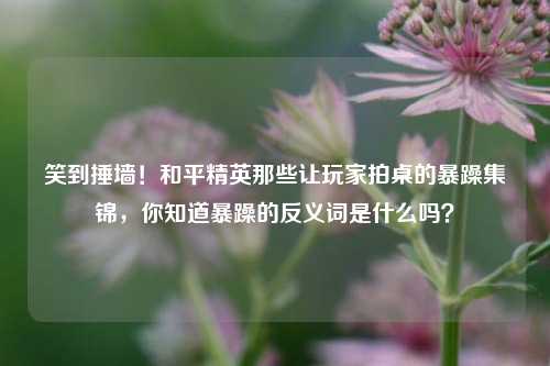 笑到捶墙!和平精英那些让玩家拍桌的暴躁集锦,你知道暴躁的反义词是什么吗?