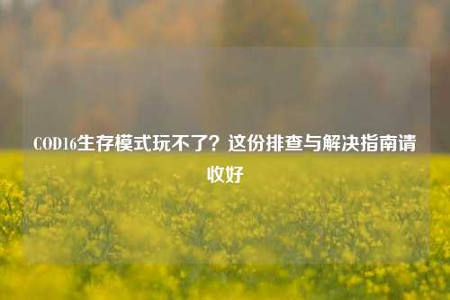 COD16生存模式玩不了?这份排查与解决指南请收好