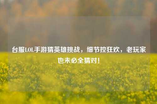 台服LOL手游猜英雄挑战,细节控狂欢,老玩家也未必全猜对!