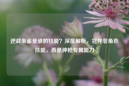 逆战朱雀是谁的技能?深度解析,它并非角色技能,而是神枪专属能力