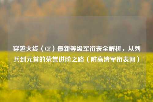穿越火线(CF)最新等级军衔表全解析,从列兵到元首的荣誉进阶之路(附高清军衔表图)