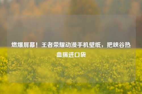 燃爆屏幕！王者荣耀动漫手机壁纸，把峡谷热血揣进口袋