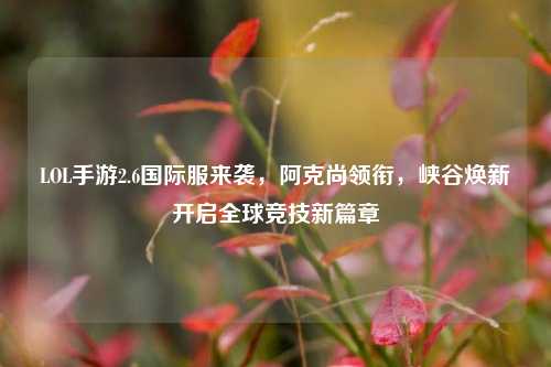 LOL手游2.6国际服来袭，阿克尚领衔，峡谷焕新开启全球竞技新篇章