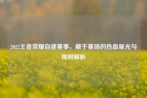 2022王者荣耀自建赛事，藏于赛场的热血星光与规则解析