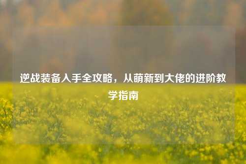 逆战装备入手全攻略，从萌新到大佬的进阶教学指南