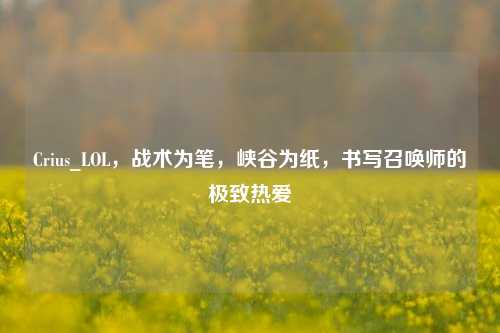Crius_LOL，战术为笔，峡谷为纸，书写召唤师的极致热爱