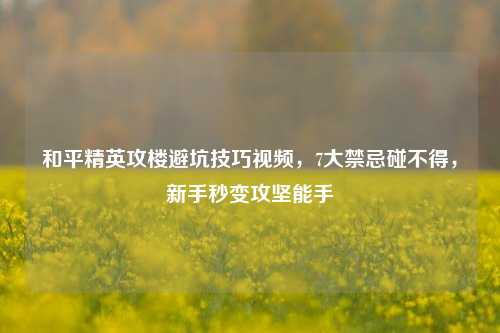 和平精英攻楼避坑技巧视频,7大禁忌碰不得,新手秒变攻坚能手