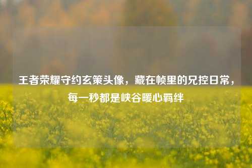 王者荣耀守约玄策头像，藏在帧里的兄控日常，每一秒都是峡谷暖心羁绊