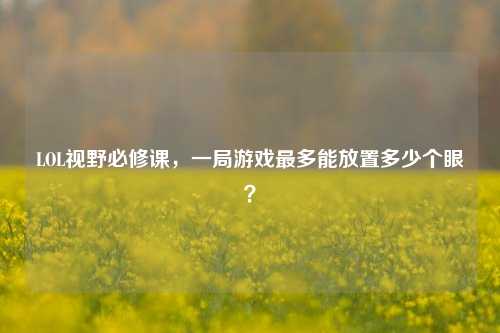 LOL视野必修课，一局游戏最多能放置多少个眼？