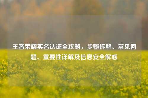 王者荣耀实名认证全攻略，步骤拆解、常见问题、重要性详解及信息安全解惑
